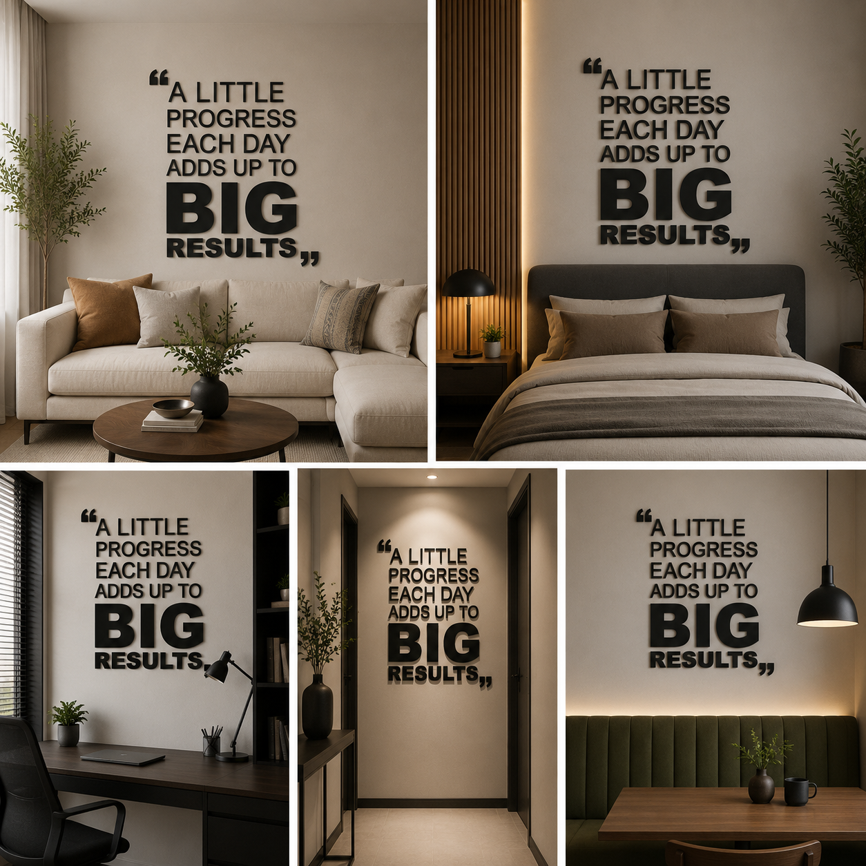 A Little Progress Each Day Quote Black Acrylic Wall Decor (24 x 24 In)