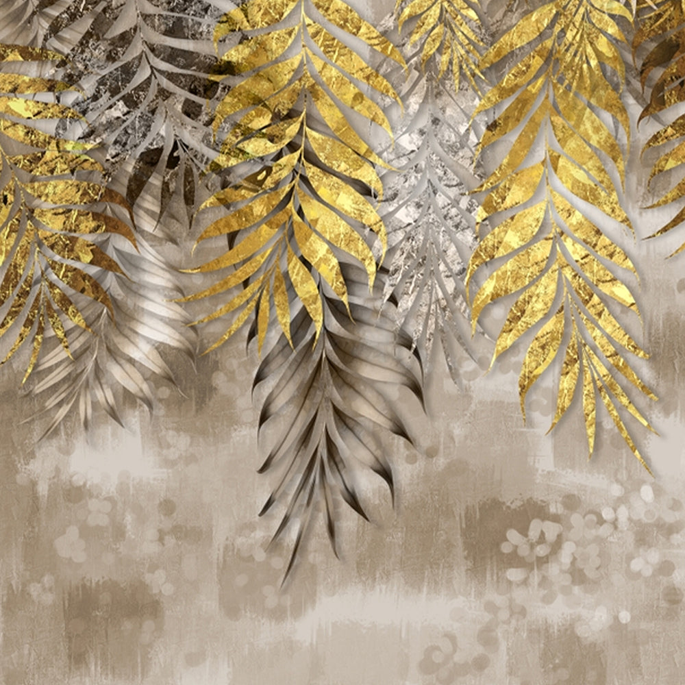 Golden Leaves Wallpaper for Living Room Wall Decor