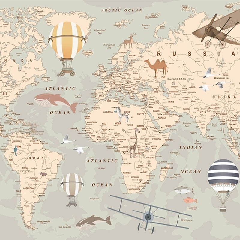 World Map Wallpaper for Kids Room Self Adhesive