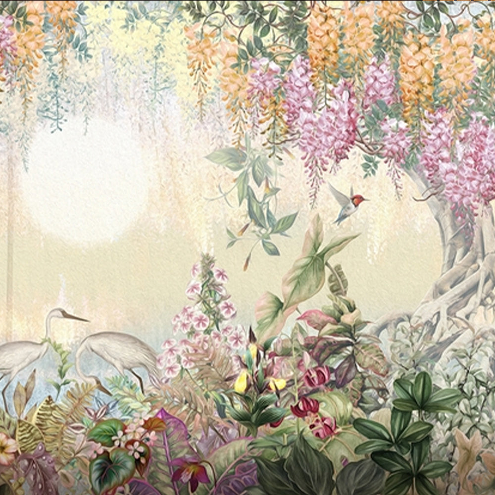 Floral Landscape Wallpaper for Living Room