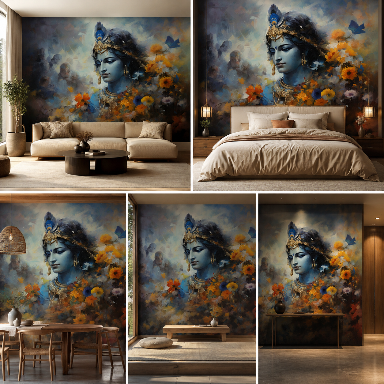 Lord Krishna Wallpaper | Peel & Stick Premium Wallpaper
