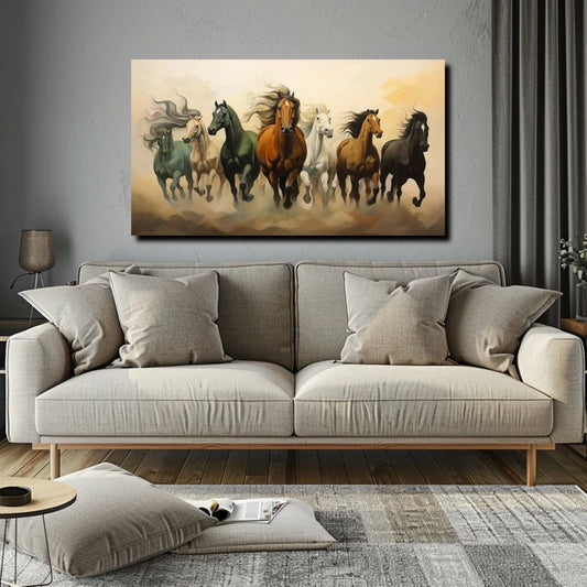 Seven Running Horses Painting | Vastu Canvas Painting