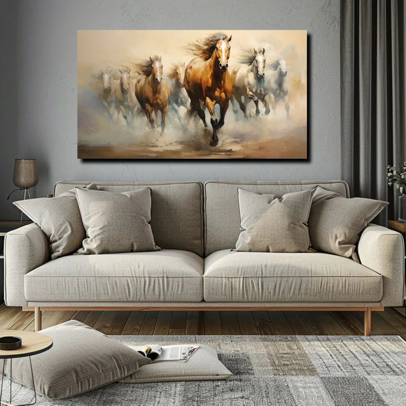 Seven Running Horses Painting | Vastu Canvas Painting