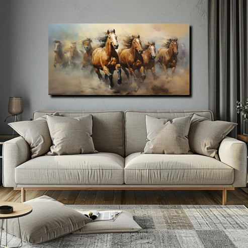 Seven Running Horses Painting | Vastu Canvas Painting