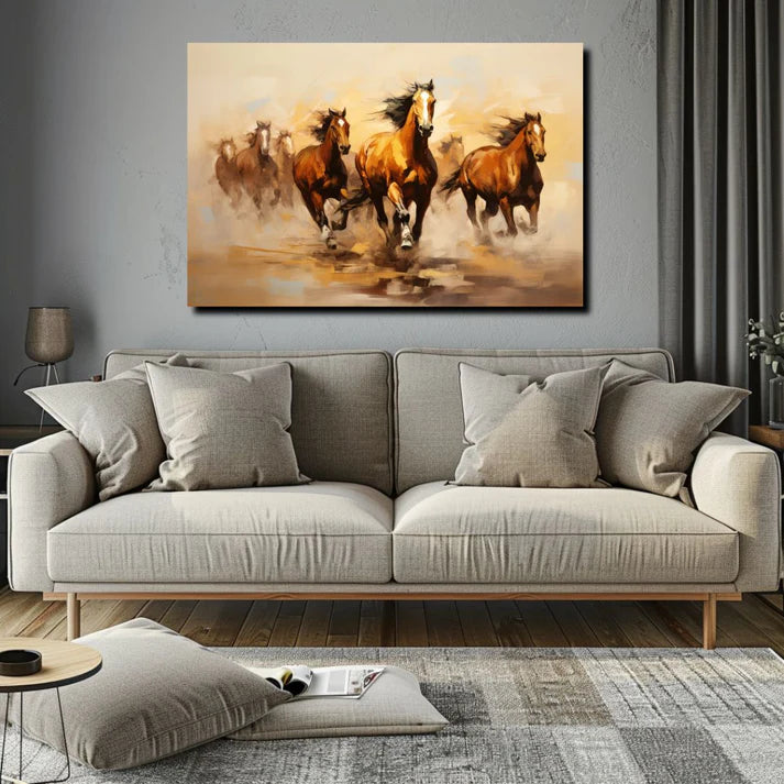 Seven Running Horses Painting | Vastu Canvas Painting