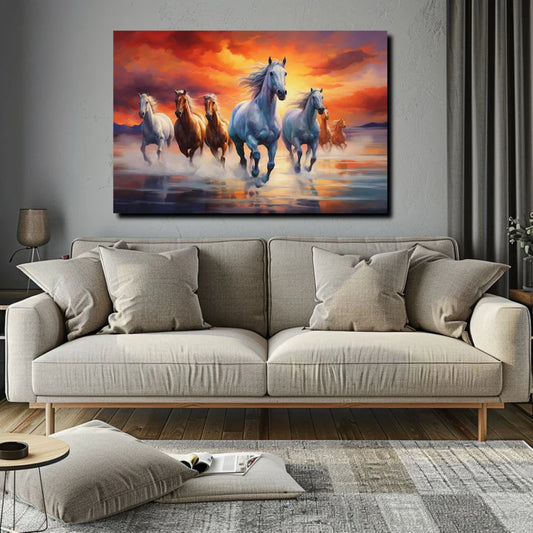 Seven Running Horses Painting | Vastu Canvas Painting