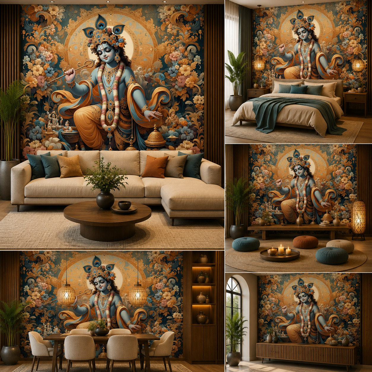 Lord Krishna Wallpaper | Peel & Stick Premium Wallpaper