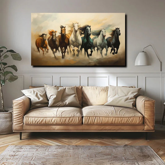 Seven Running Horses Painting | Vastu Canvas Painting