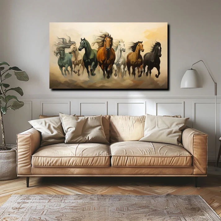 Seven Running Horses Painting | Vastu Canvas Painting