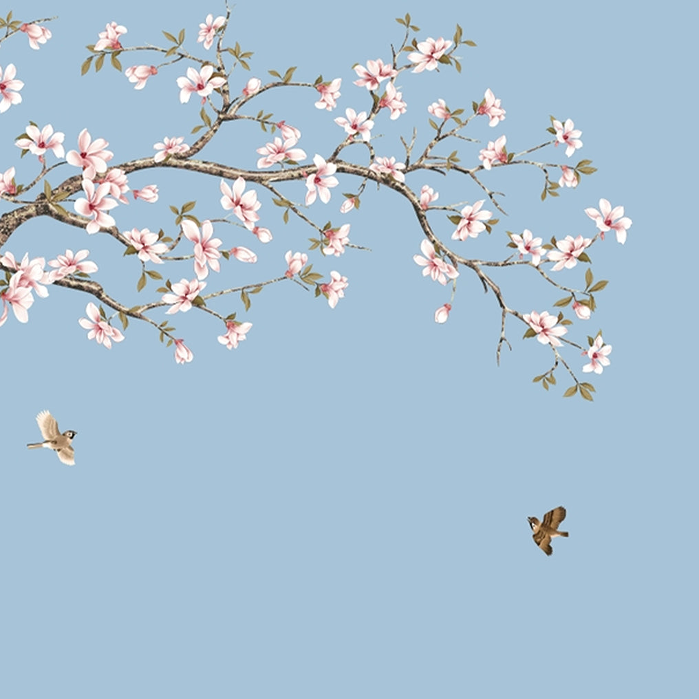 Bird in a Floral Tree Wallpaper for Living Room