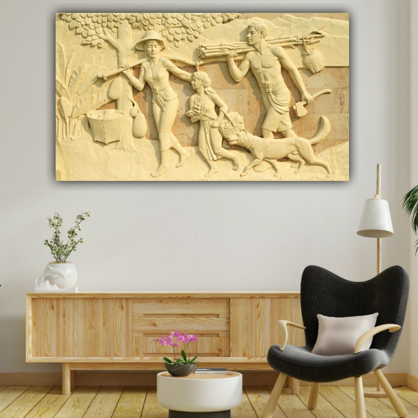 3d village family Abstract Canvas Wall painting Frame for Living Room Wall Decor Gifting