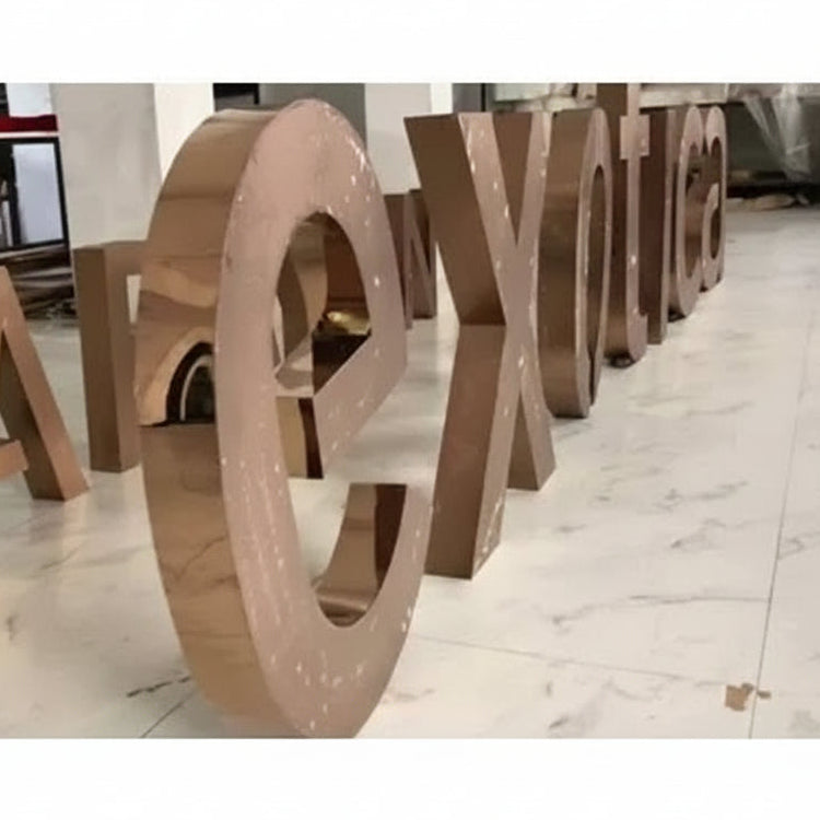 LED Halo Lit Gold Stainless Steel Logo Sign 3D Backlit Letter Signage for Luxury Exterior Branding and Facade Display
