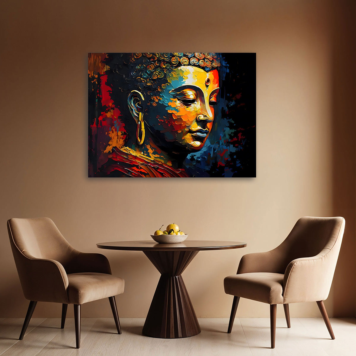 Abstract Buddha Face Wall Painting | Colorful Spiritual Canvas Art for Modern Home Decor