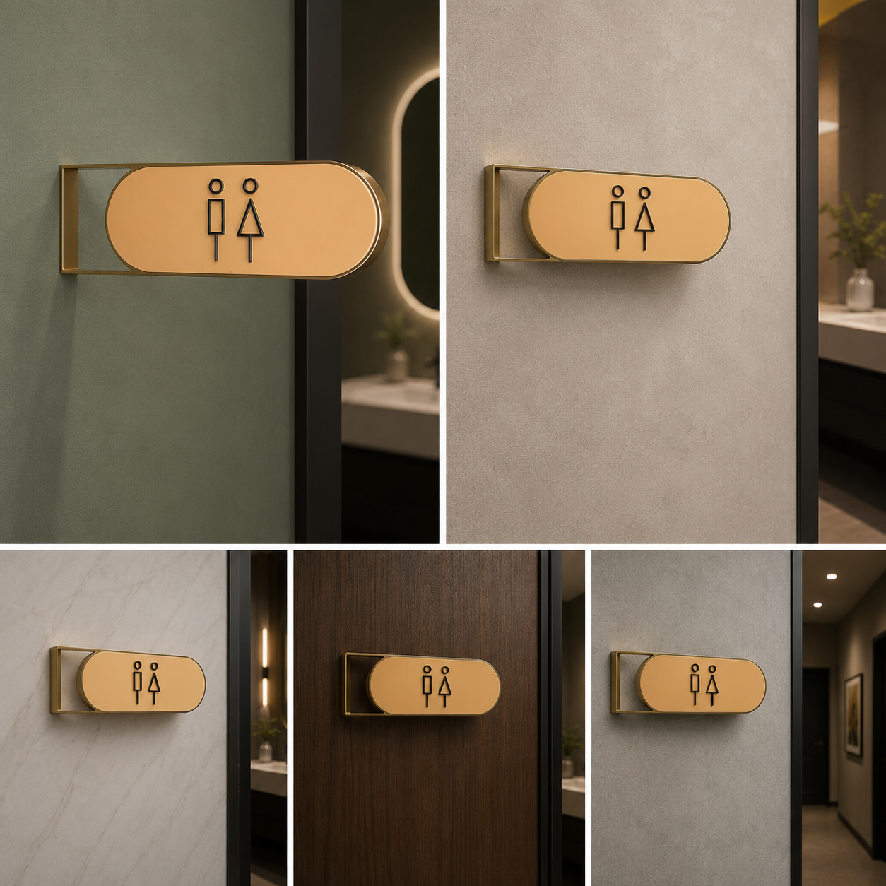 Luxury Oval Projecting Restroom Sign | Premium Hanging Washroom Signage | Modern Wall Mounted Toilet Marker