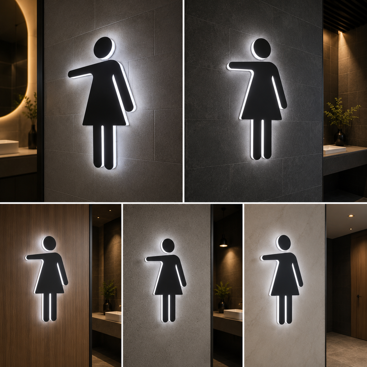 LED Illuminated Female Restroom Sign | Modern Backlit Washroom Signage for Hotels, Offices & Commercial Spaces