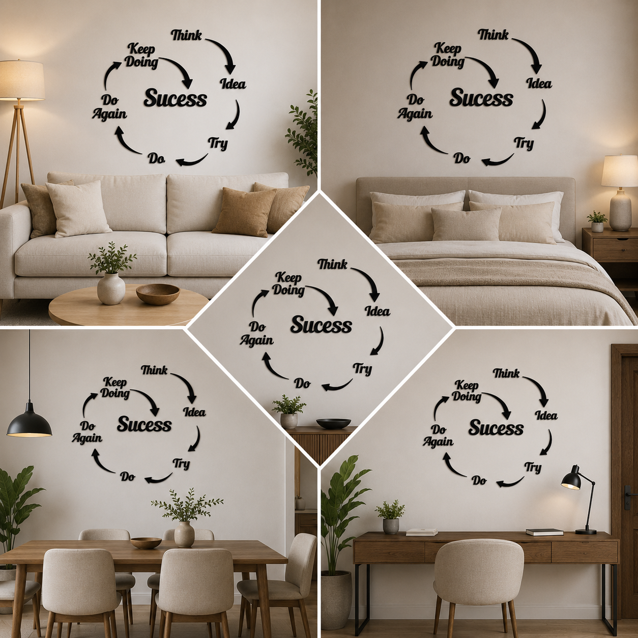 Ways of Success Quote Black Acrylic Wall Decor (30x30 In)