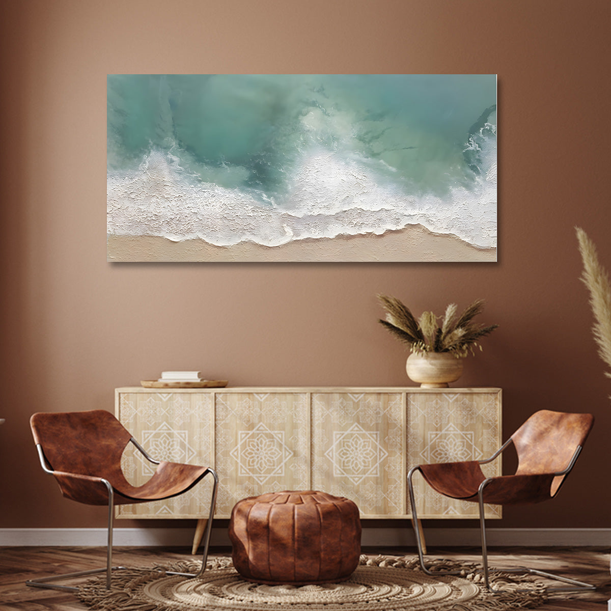 Abstract Ocean Waves Wall Painting | Modern Seascape Canvas Art | Horizontal Acrylic UV Printed Wall Decor for Living Room