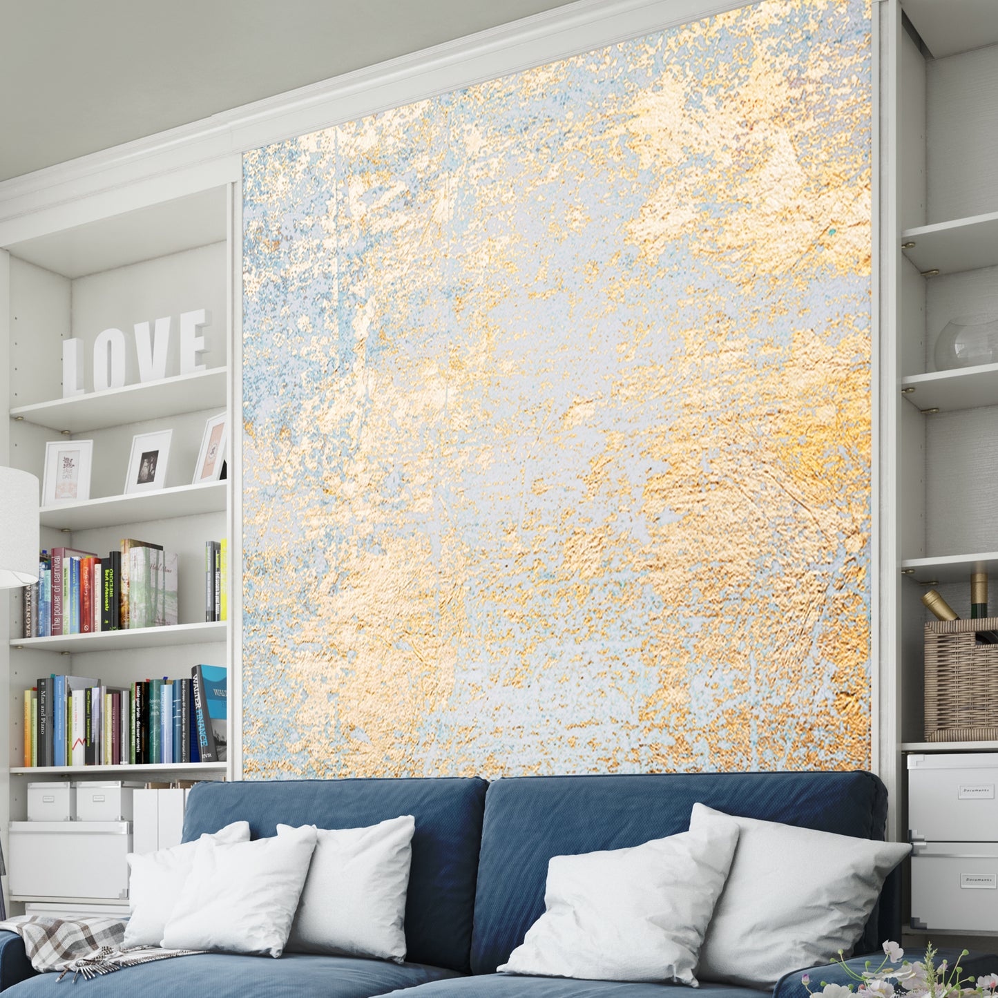 Gold and Silver Texture Wallpaper for Living Room