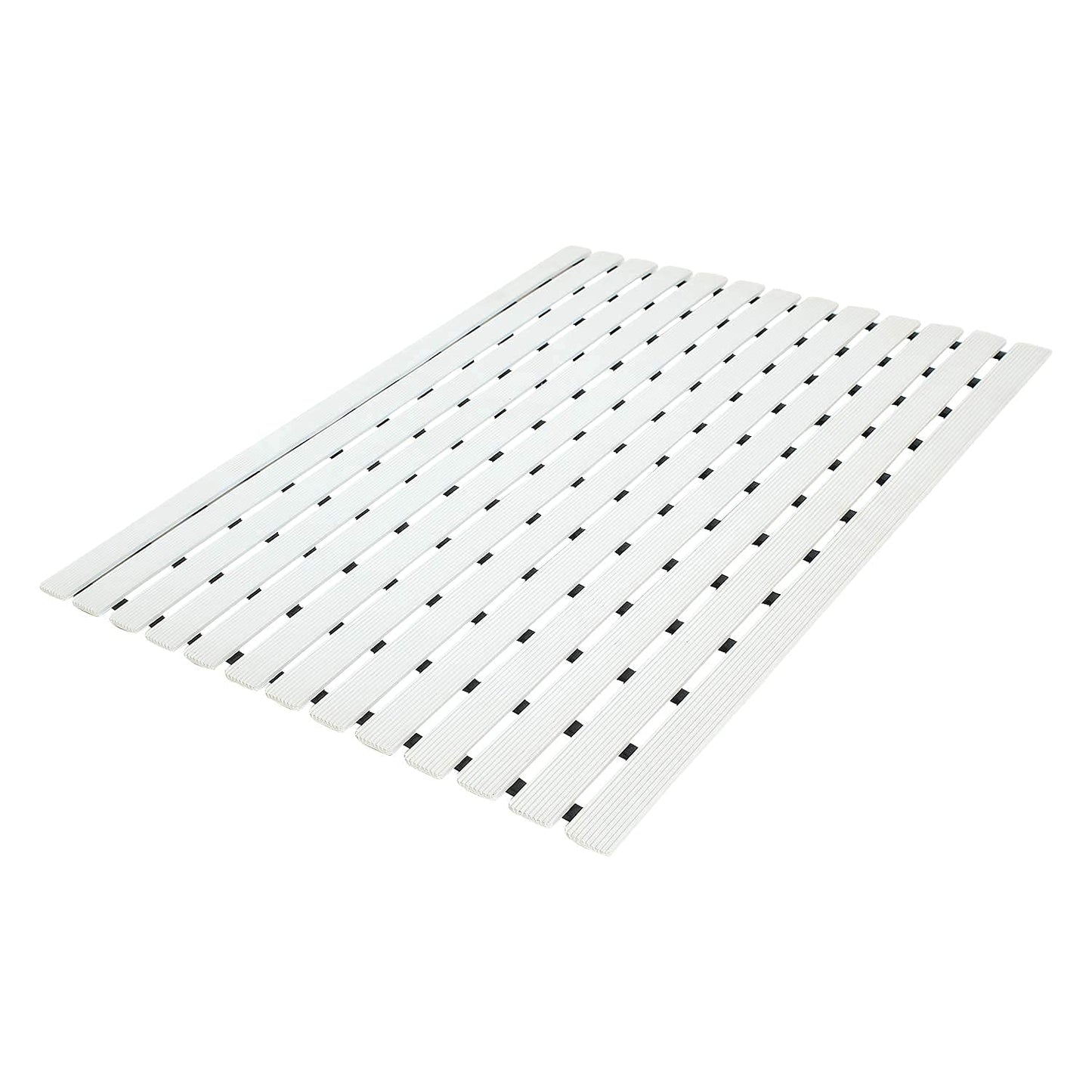 PVC Shower Bath Mat with Non Suction Anti Slip (White)