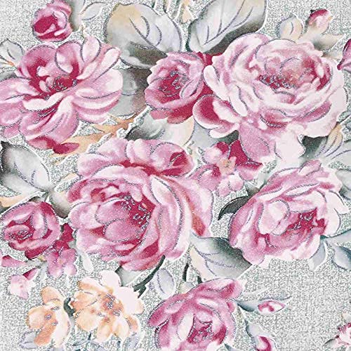Pink Flowers Self-Adhesive Wallpaper Peel and Stick Decorative Damask Design Wall Covering 45cm X 3Mtr (PVC, Roll 14.5 Sqft)