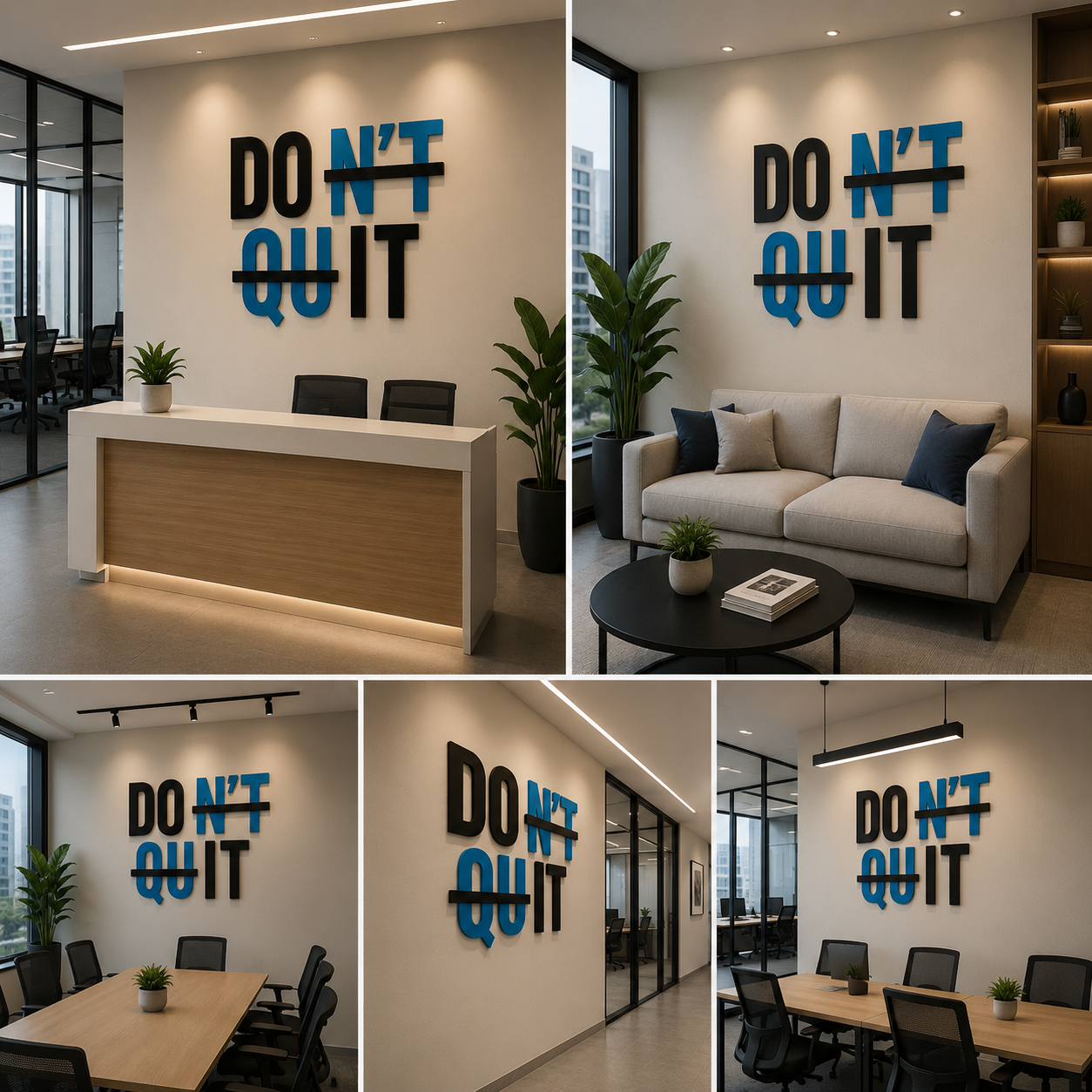 Motivational Acrylic Wall Sign Don’t Quit Typography – 3D Modern Wall Decor for Office, Gym & Workspace Interiors