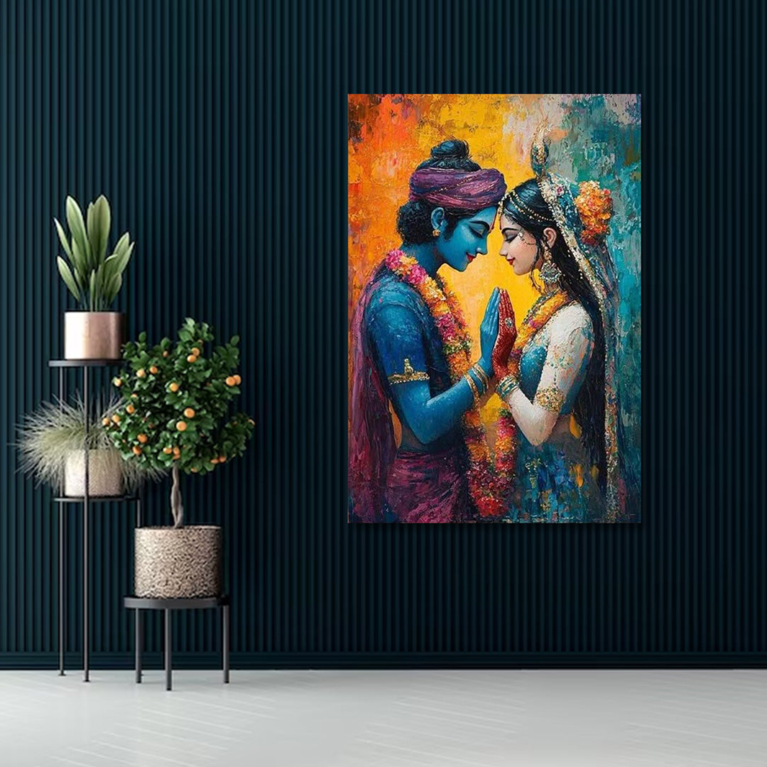 Radha Krishna Romantic Canvas Wall Painting for Living Room Decor