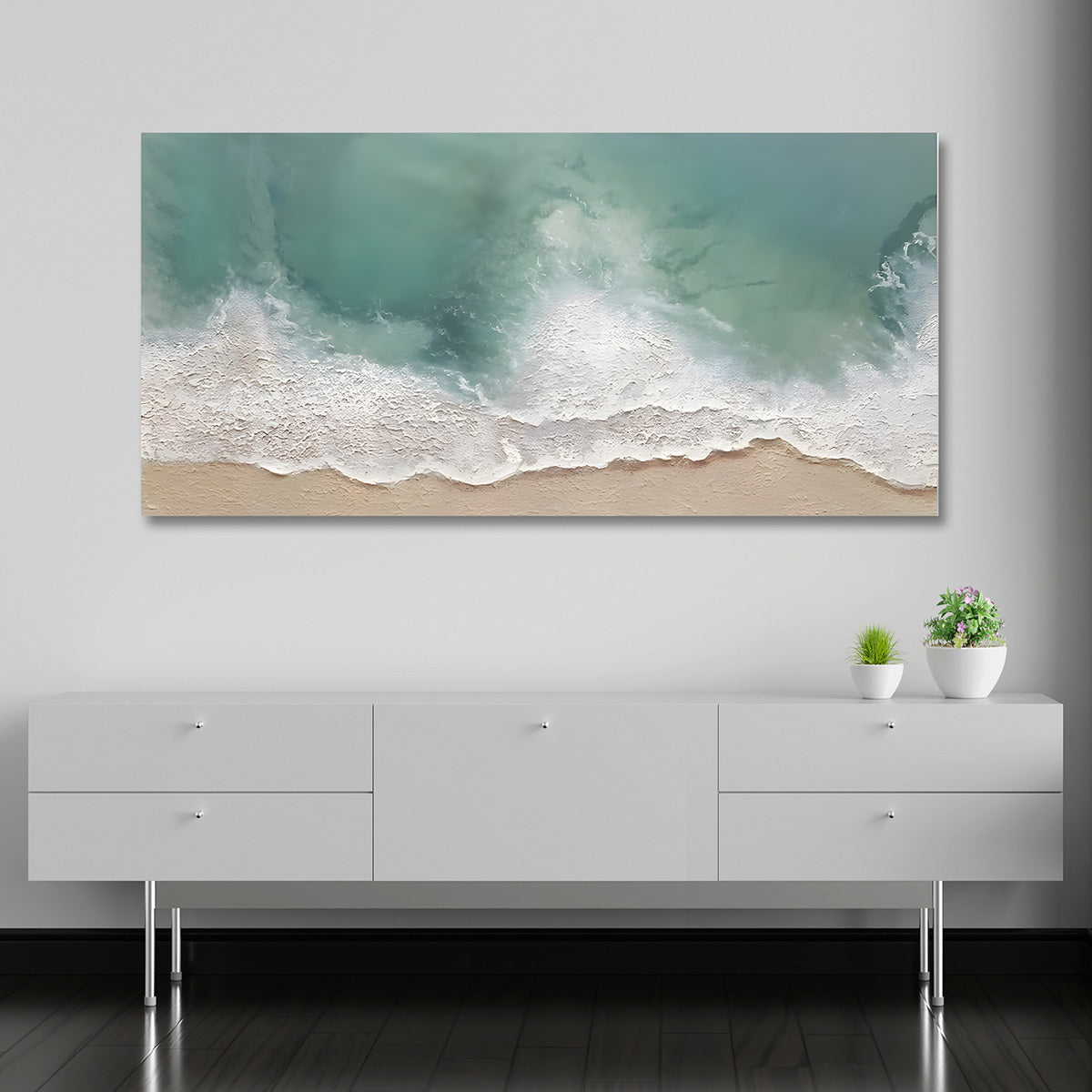 Abstract Ocean Waves Wall Painting | Modern Seascape Canvas Art | Horizontal Acrylic UV Printed Wall Decor for Living Room