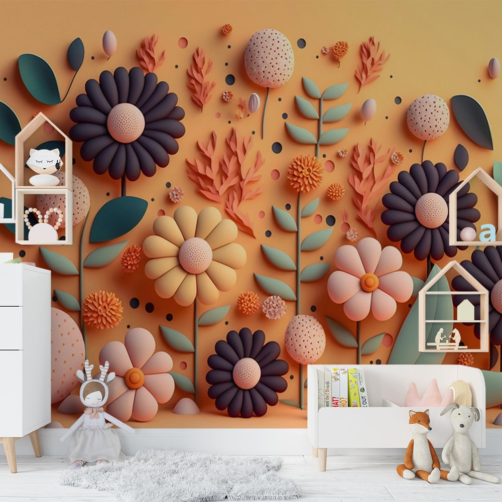 Impression Floral Wallpaper for Living Room Self Adhesive