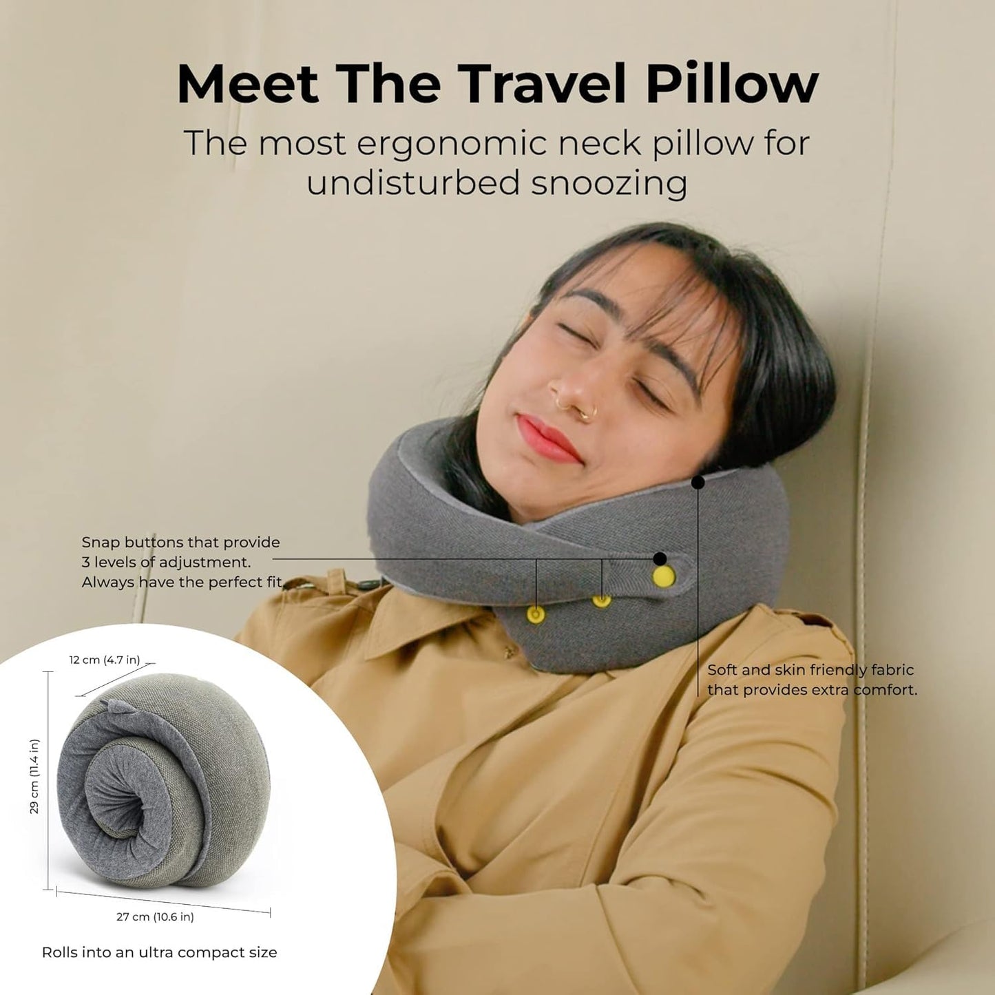 CloudSoft Memory Foam Travel Pillow | Optimal Neck and Spine Support