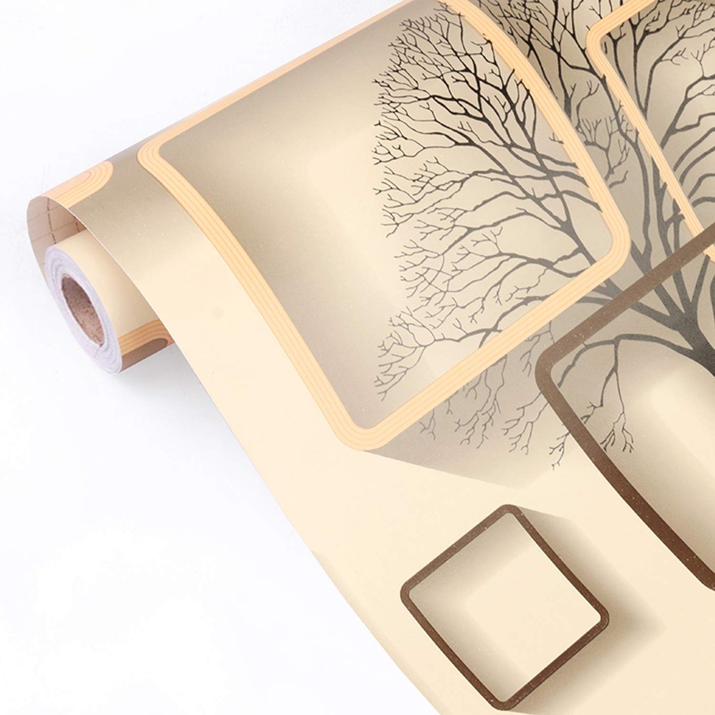 Self-Adhesive Wallpaper Peel and Stick Decorative Abstract Design Wall Covering 45cm X 3Mtr (PVC, Roll 14.5 Sqft, Peach)