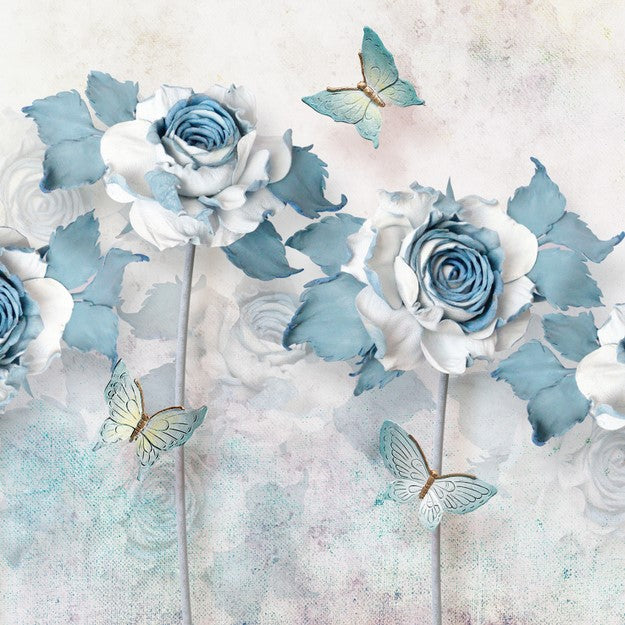 Luxury Blue Rose Wallpaper for Bedroom