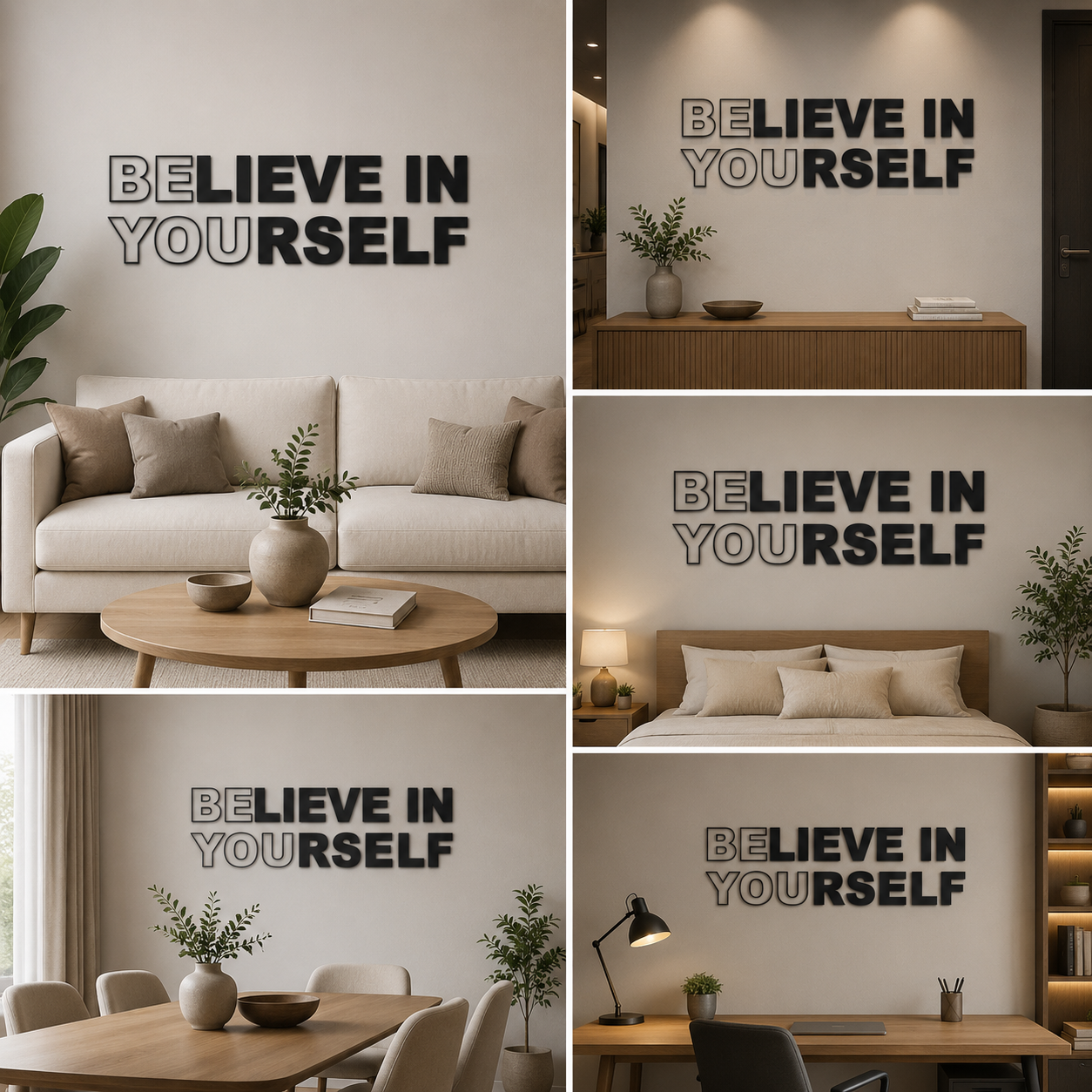 Believe in Yourself 3D Motivational Quote Wall Decor (30x12 In)