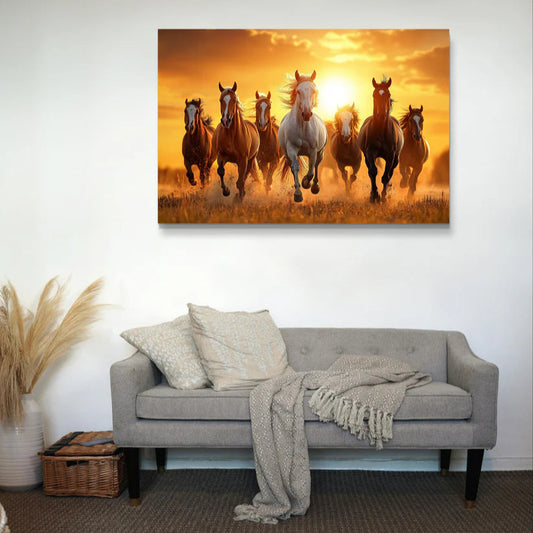 Seven Running Horses Painting | Vastu Canvas Painting