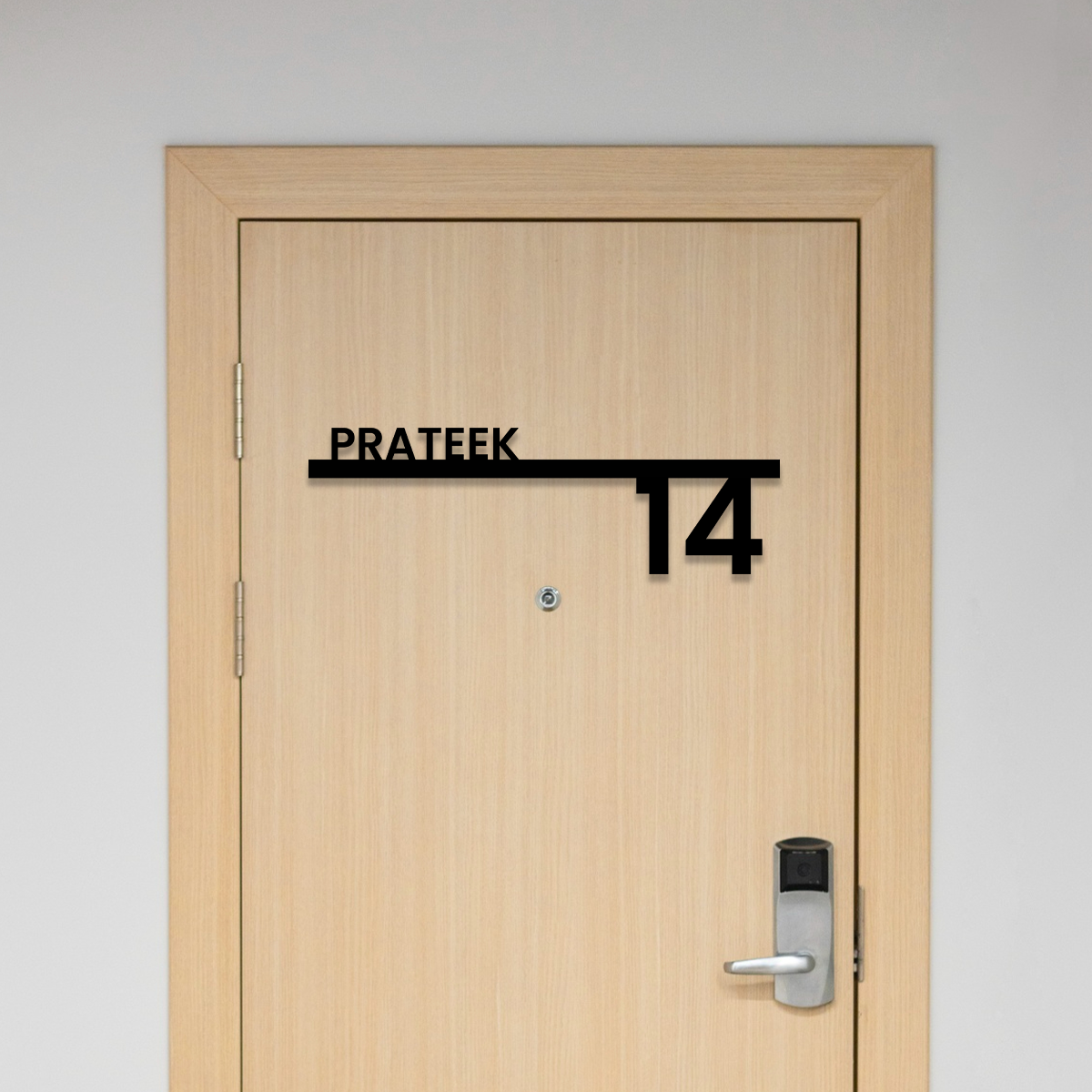 Premium Black Acrylic House Name Plate with Horizontal Bar & Bold Number Design for Modern Home Entrance