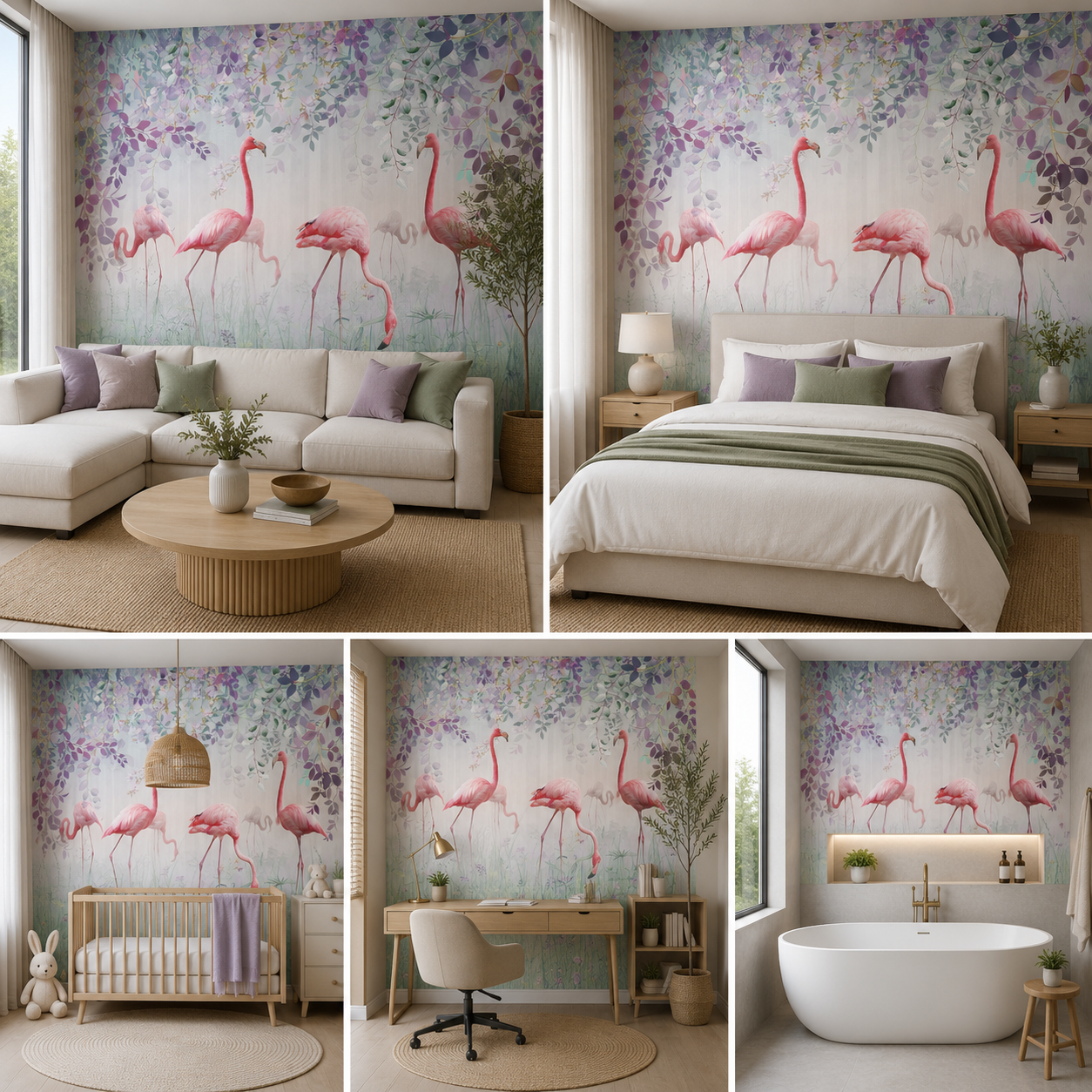 A Swan Family Wallpaper for Living Room