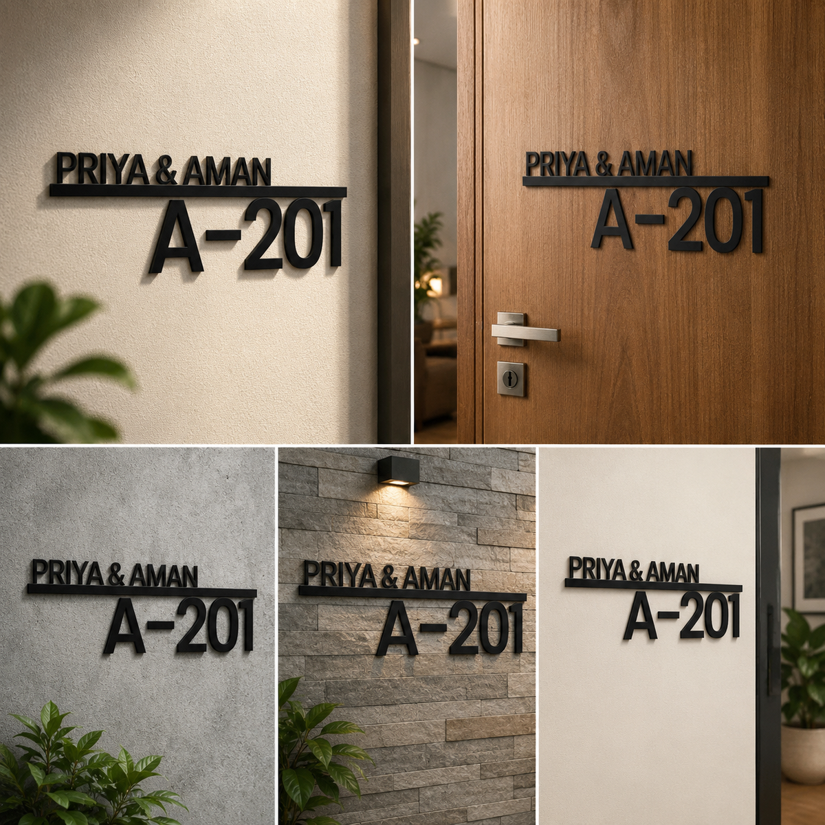 Personalized Modern Acrylic Name Plate for Home Entrance, Flat, Villa and Office Door