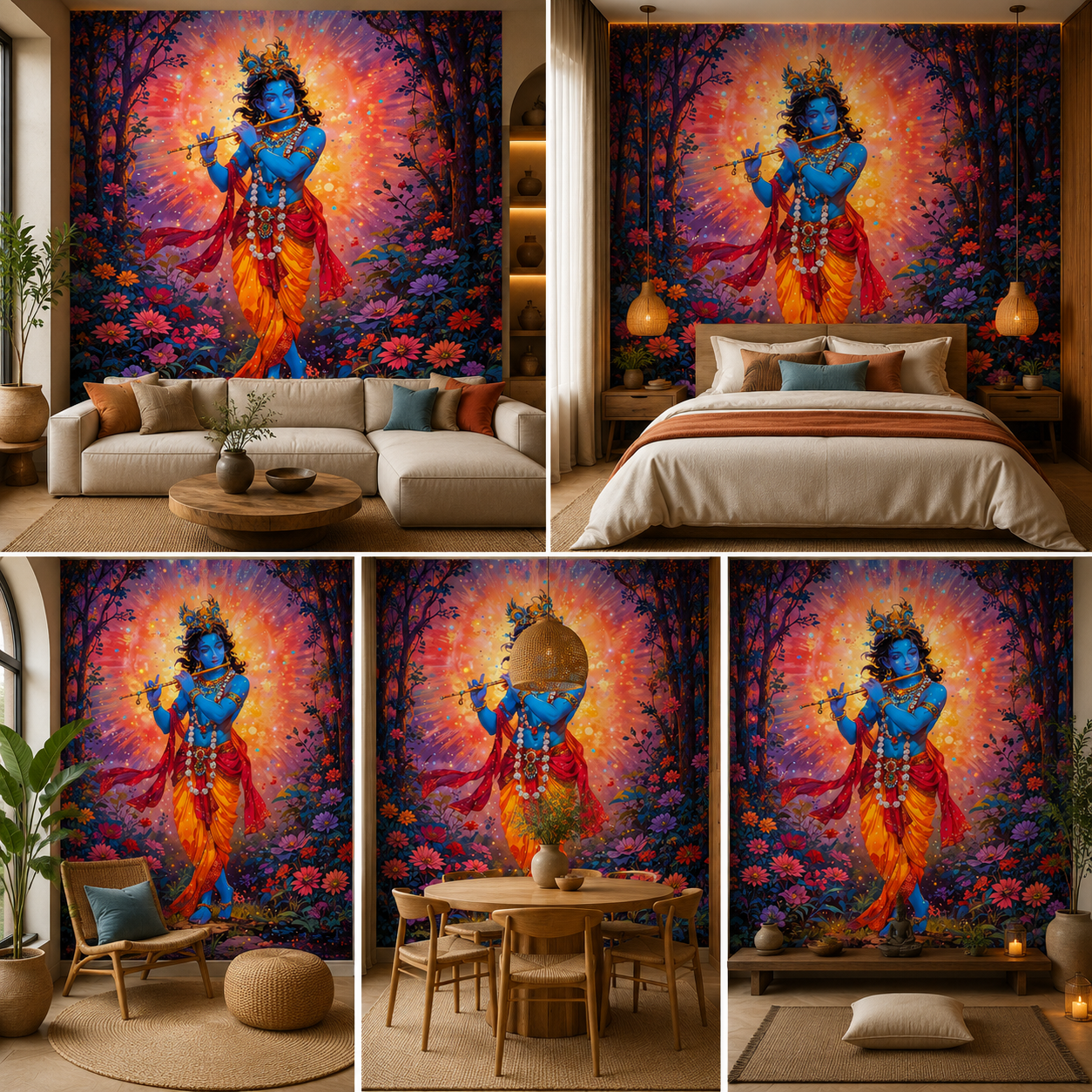 Lord Krishna Wallpaper | Peel & Stick Premium Wallpaper