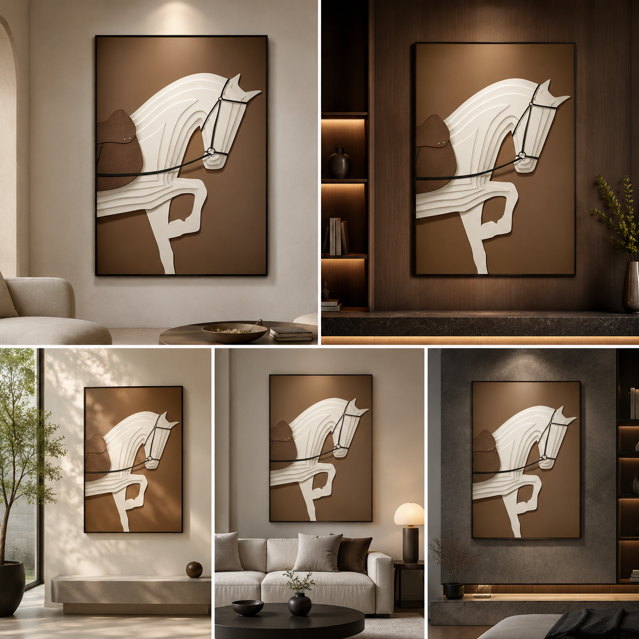 Modern 3D Horse Wall Art Panel | Luxury Abstract Animal Wall Decor Frame | Designer Home Interior Artwork