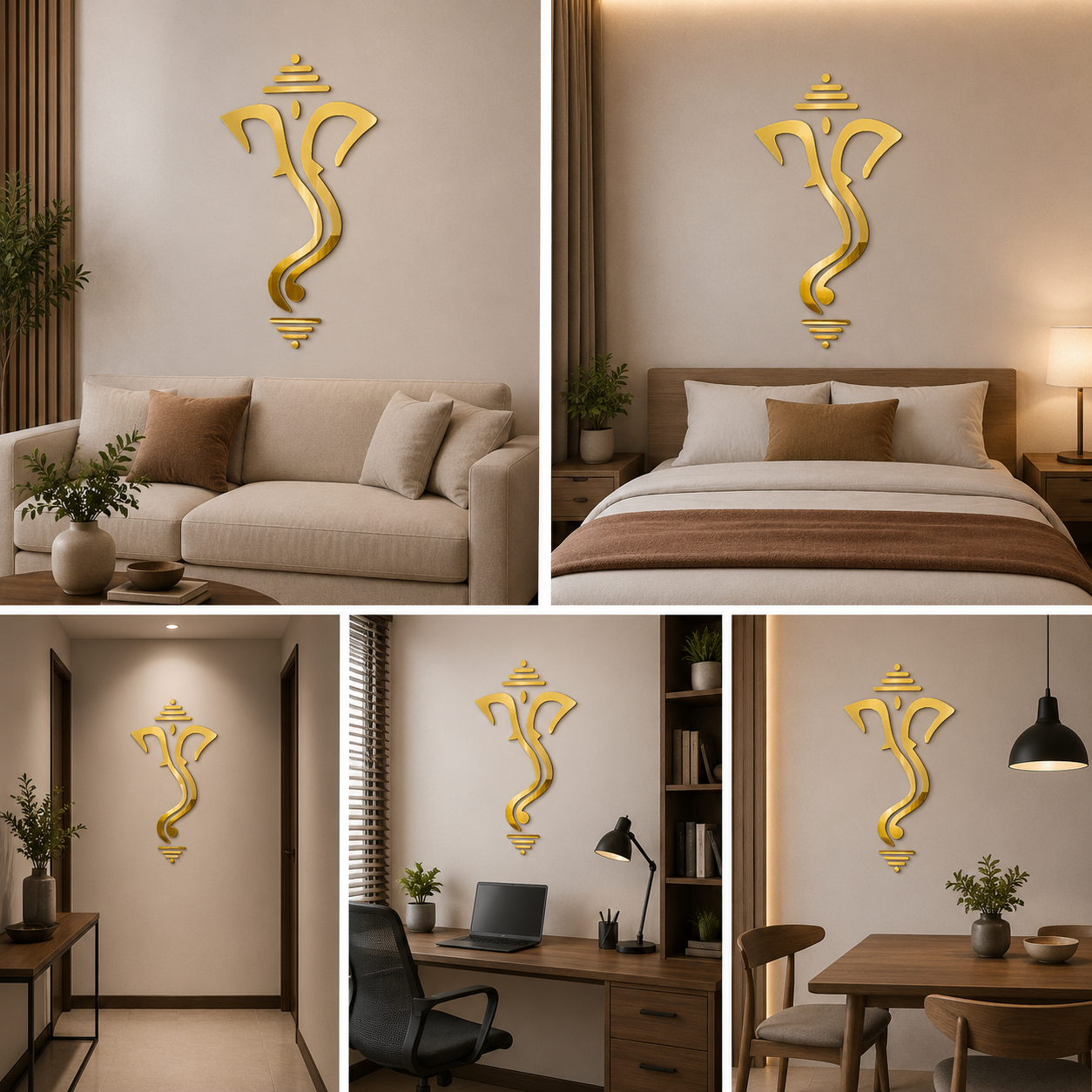 3D Lord Ganesha Wall Art for Living Room (24 by 18 Inches)
