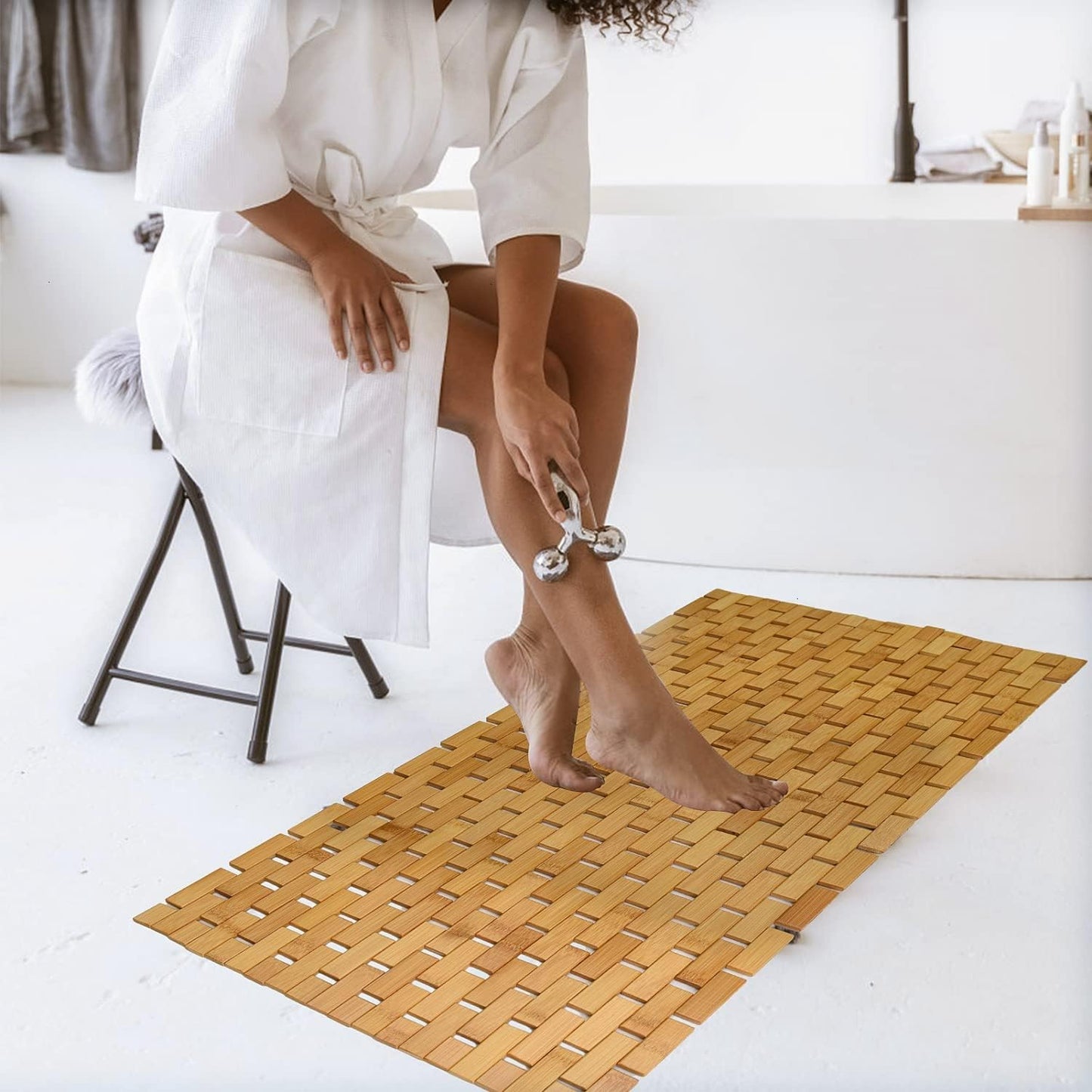 All-Weather Bamboo Shower Mat | Anti-Slip for Washroom, Kitchen, and Garden Use