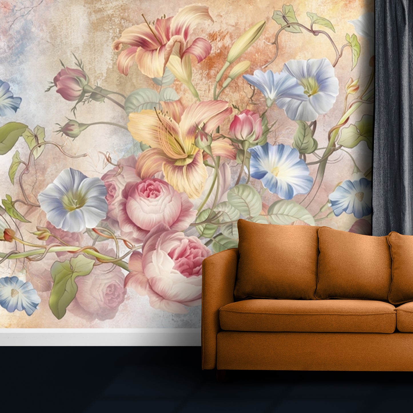 Premium Flower Art Wallpaper for Living Room