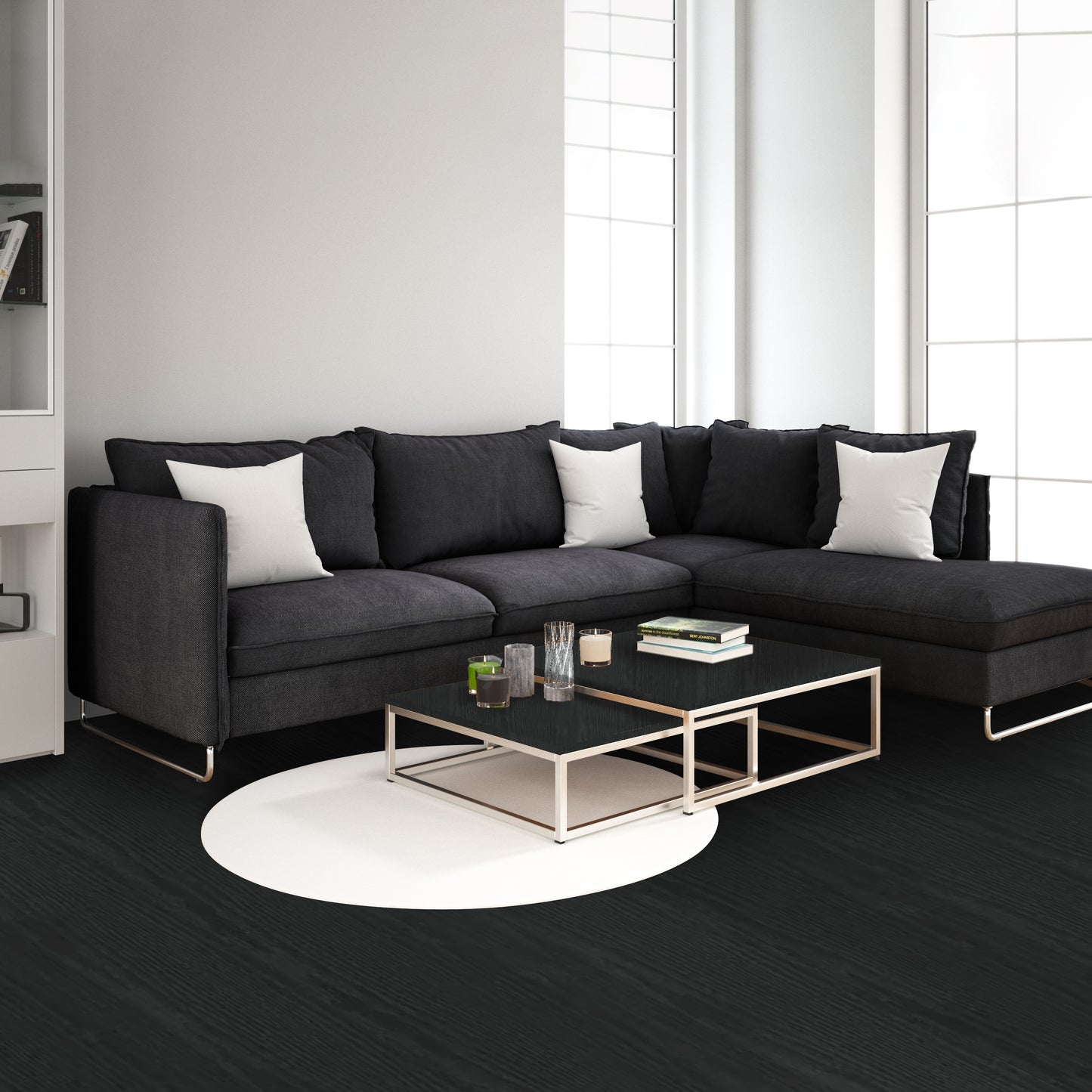 Premium Flooring Wallpaper for Floors Solid Black (4 by 2 Feet)