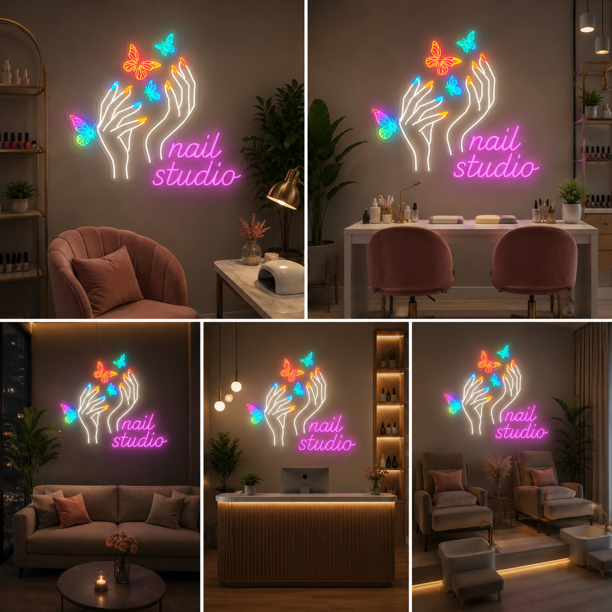 Nail Studio Custom Neon Sign Board | LED Neon Light Salon Wall Decor (24x24 In)