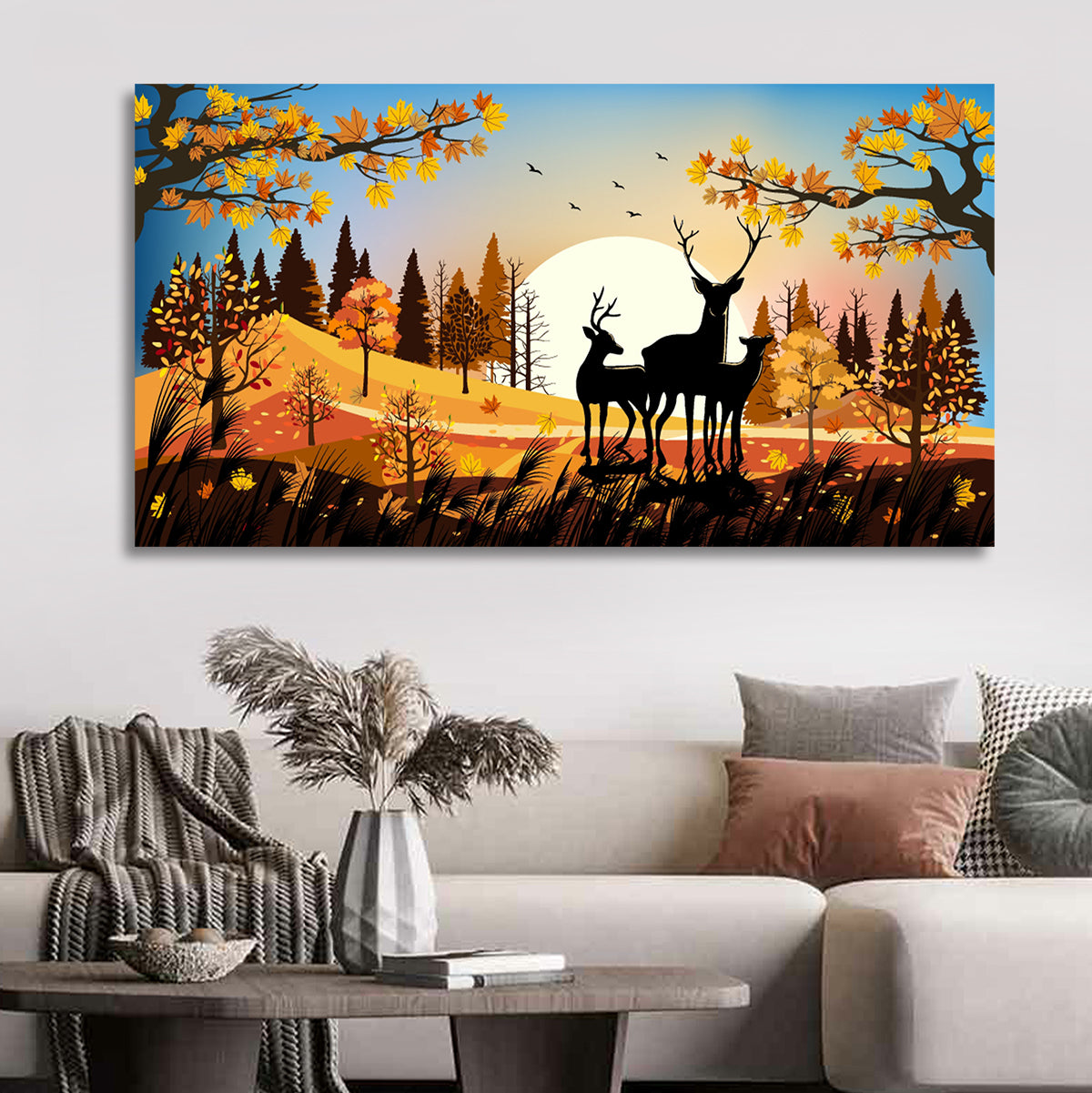 Deer in Sunlight Painting for Living Room Decor