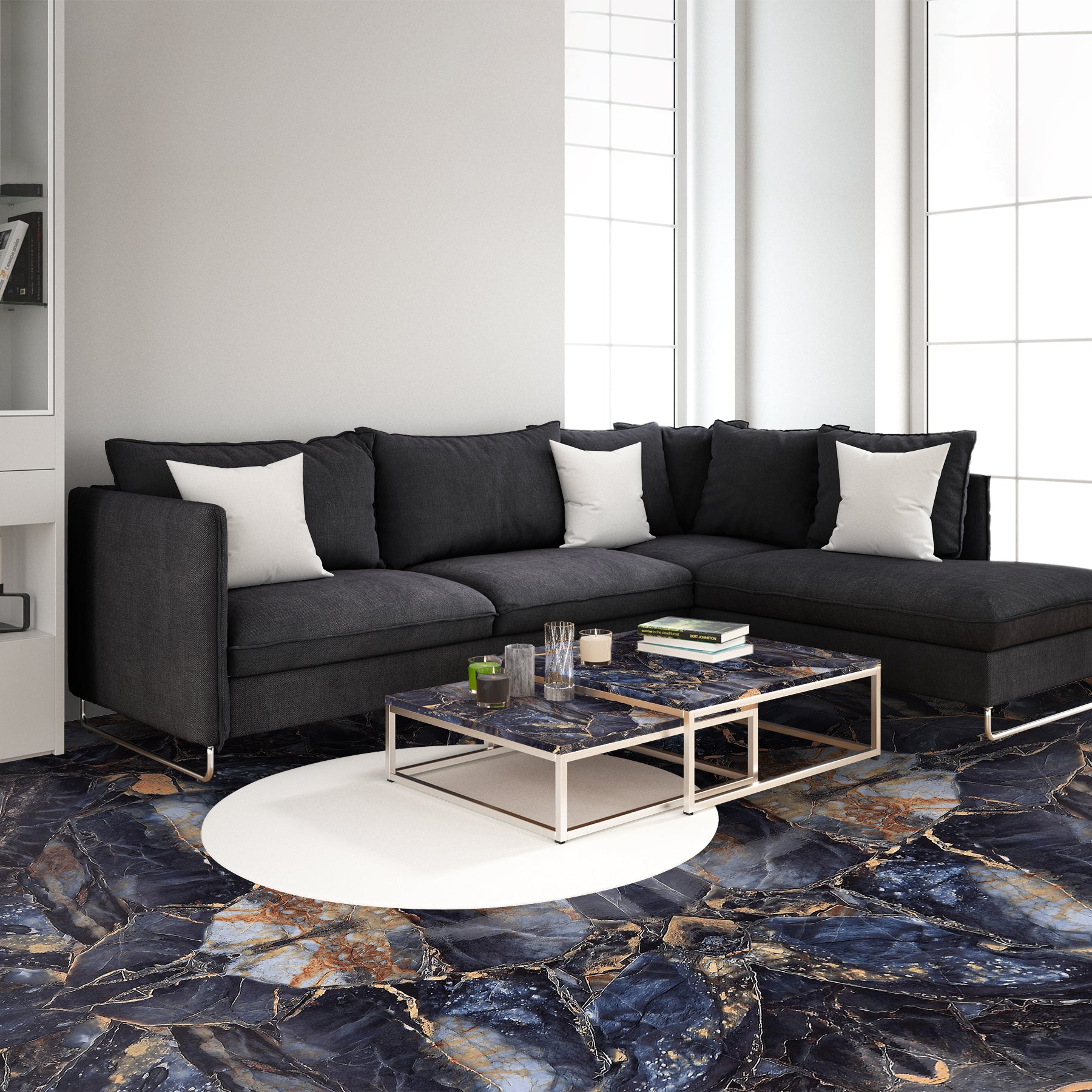 Premium Flooring Wallpaper Black Marble Texture for Floors | Self Adhesive Wallpaper Vinyls for Floors