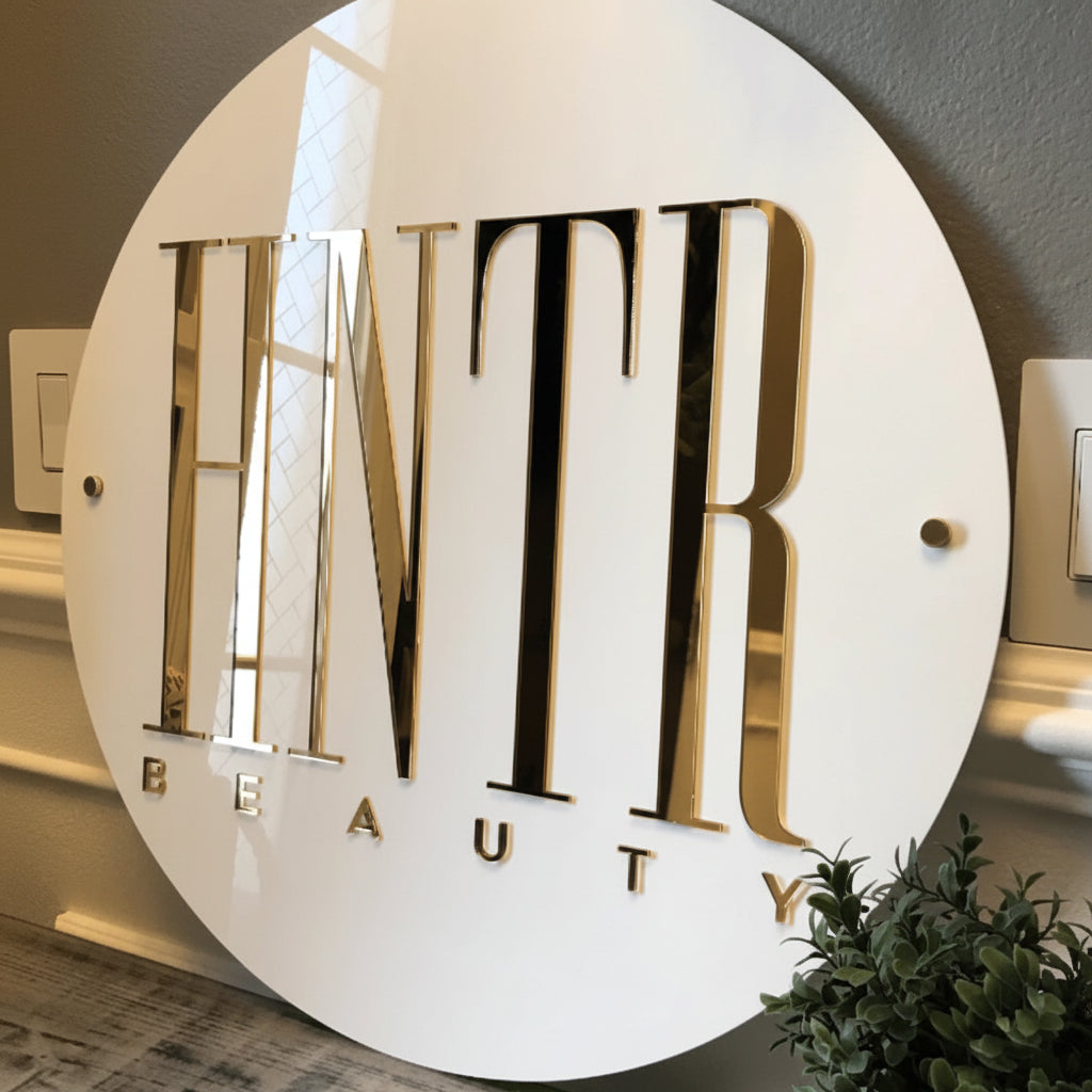 Round LED Sign Board | Custom Front Lit Acrylic Logo Sign for Storefront & Retail Branding