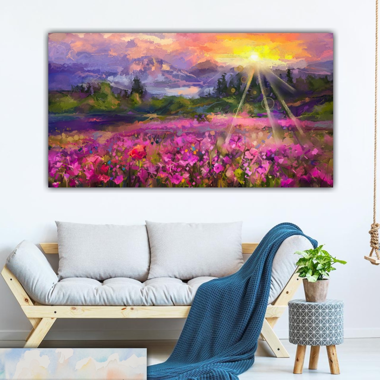 Canvas Painting Couples Walking Landscape Wall Painting Frame