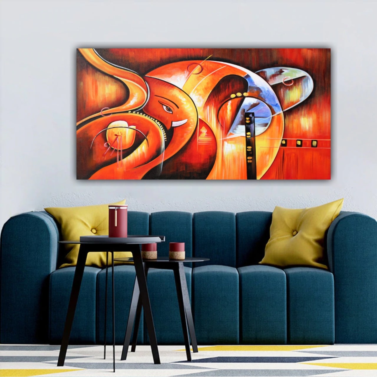 Lord Ganesha Painting Canvas Wall Frame for Wall Decoration