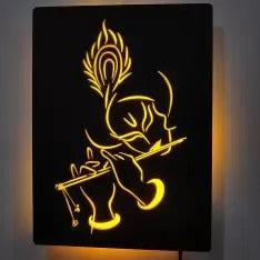 Lord Krishna Led Acrylic Wall Decor for Living Room (12x18 In)