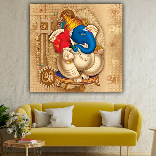 Miniature Ganesha Painting Canvas Wall Frame for Wall Decor